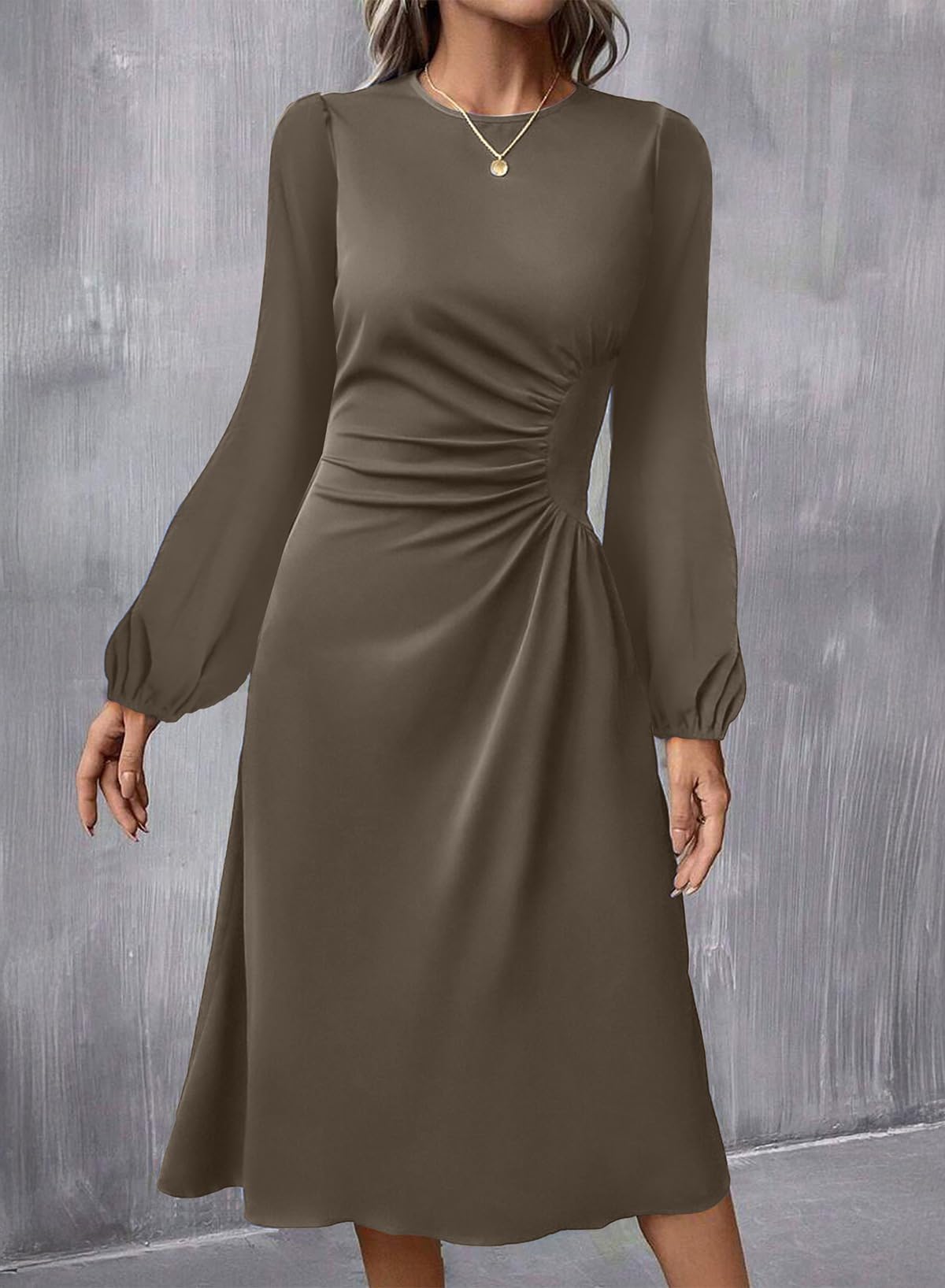 Foto 2 | Vestido De Cóctel Happy Sailed 2024 De Manga Larga Con Cintura Fruncida - Venta Internacional.