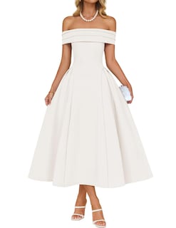 Foto 1 | Vestido De Cóctel Zesica Elegante Con Hombros Descubiertos, Línea A, Blanco, Xl - Venta Internacional.