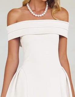 Foto 5 | Vestido De Cóctel Zesica Elegante Con Hombros Descubiertos, Línea A, Blanco, Xl - Venta Internacional.