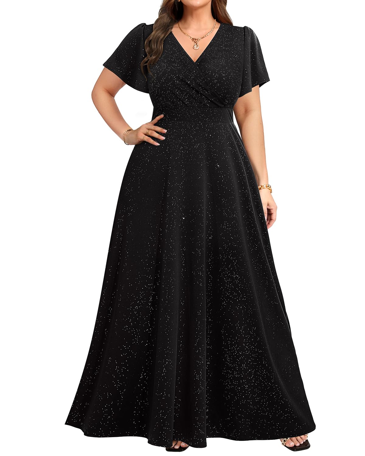 Vestido Formal, Largo Y Curvilíneo, Negro, A La Moda, Pinup, Con Mangas - Venta Internacional.