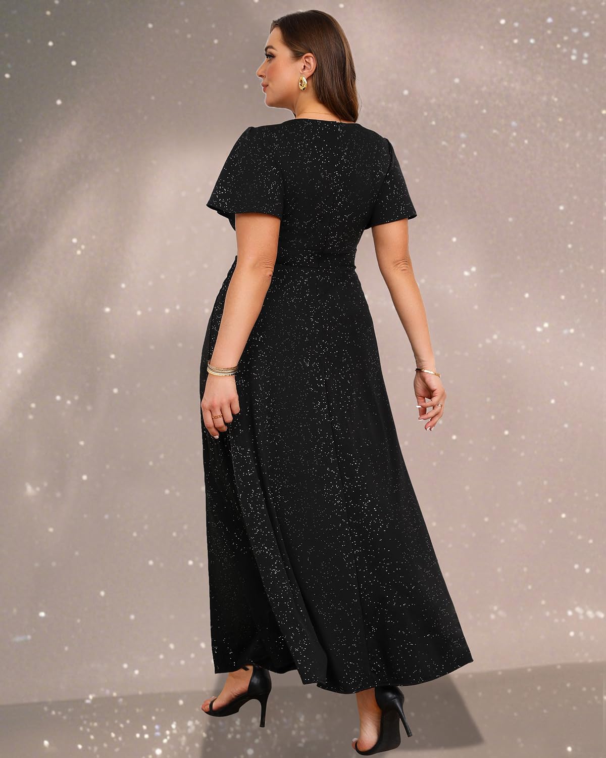 Foto 4 | Vestido Formal, Largo Y Curvilíneo, Negro, A La Moda, Pinup, Con Mangas - Venta Internacional.