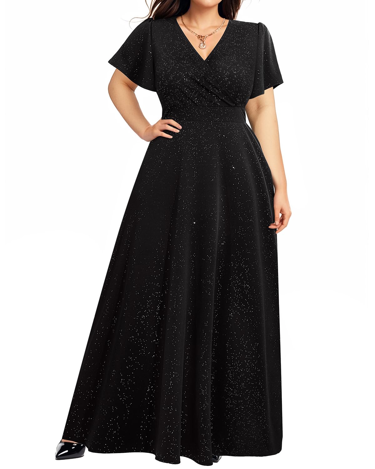Foto 6 | Vestido Formal, Largo Y Curvilíneo, Negro, A La Moda, Pinup, Con Mangas - Venta Internacional.
