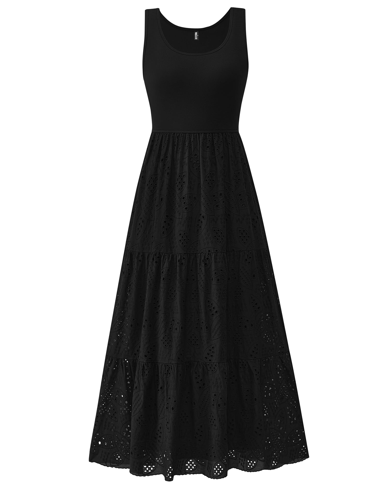 Foto 2 pulgar | Vestido Btfbm Para Mujer Con Ojales De Verano, Midi, Sin Mangas, Negro - Venta Internacional.