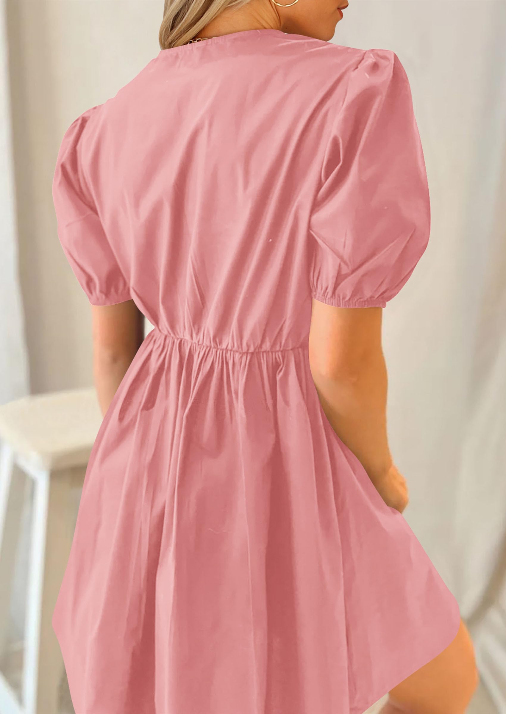 Foto 3 pulgar | Vestido Prettygarden Para Mujer, Mini Pajarita De Verano En Forma De A, Rosa - Venta Internacional.