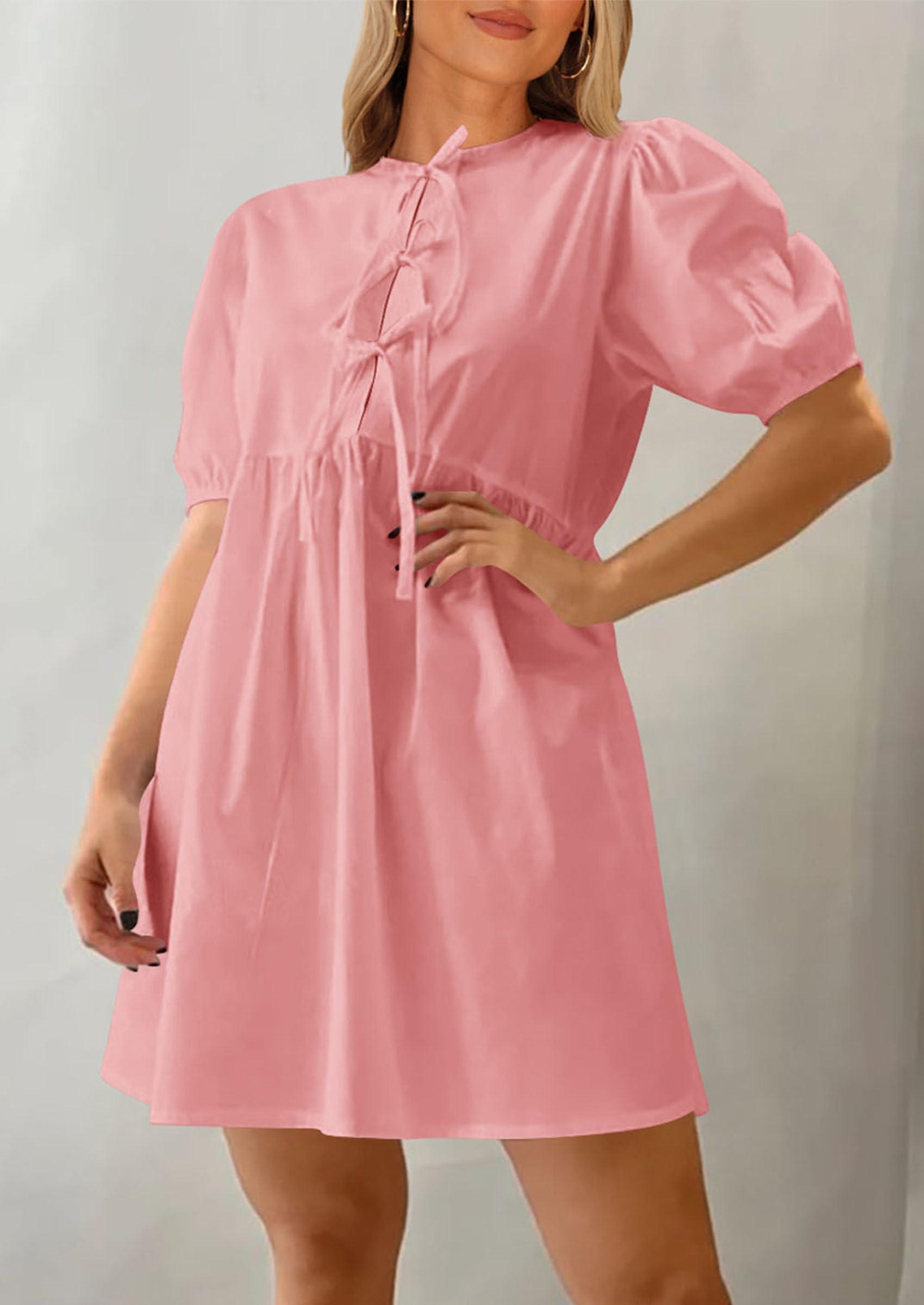 Foto 8 pulgar | Vestido Prettygarden Para Mujer, Mini Pajarita De Verano En Forma De A, Rosa - Venta Internacional.