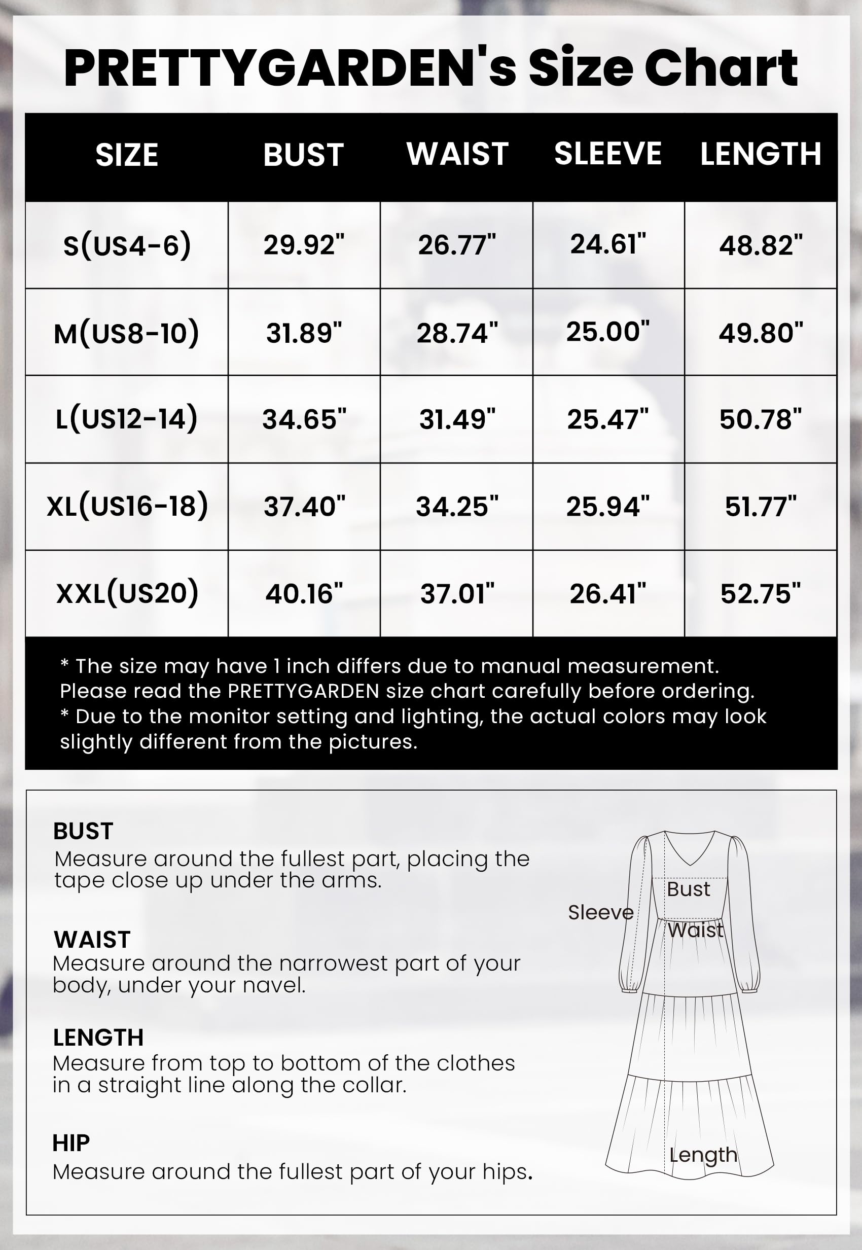 Foto 7 pulgar | Vestido Midi Prettygarden Para Mujer Con Cuello En V Fruncido Y Manga Larga - Venta Internacional.