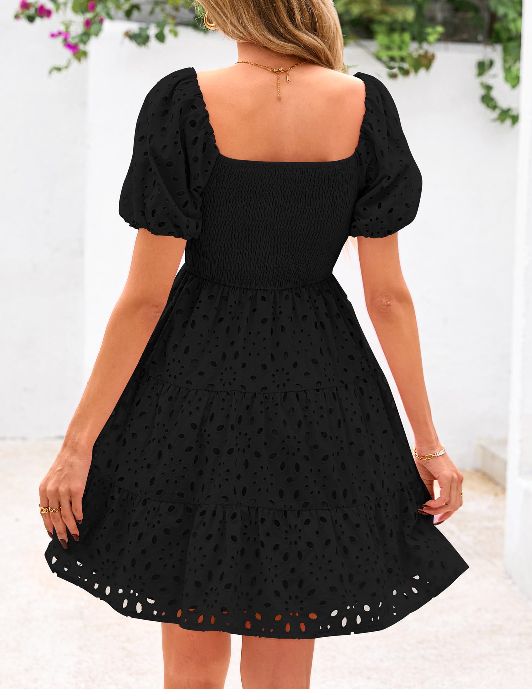 Foto 3 pulgar | Vestido Prettygarden Para Mujer, De Verano, Con Ojales En Los Hombros Descubiertos, Negro - Venta Internacional.
