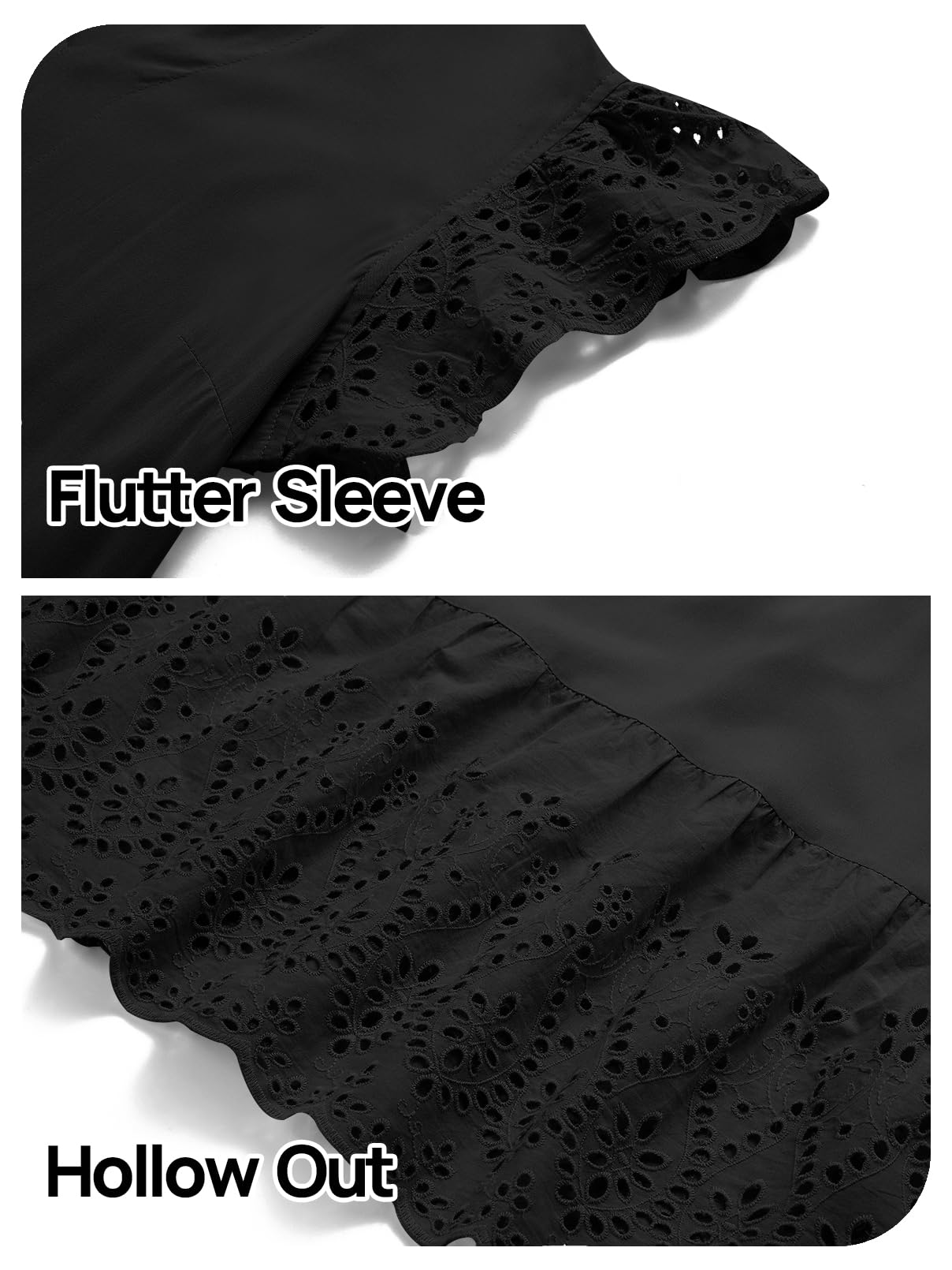 Foto 6 pulgar | Vestido Merokeety 2025, Verano, Manga Corta, Cuello En V, Corte A, Negro - Venta Internacional.