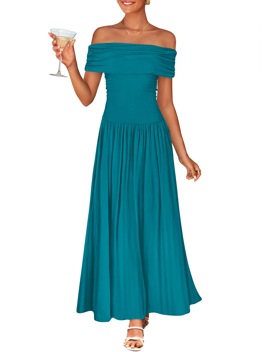 Foto 2 pulgar | Vestido Largo Zesica 2025 Sin Mangas De Verano Con Hombros Descubiertos Para Mujer - Venta Internacional.