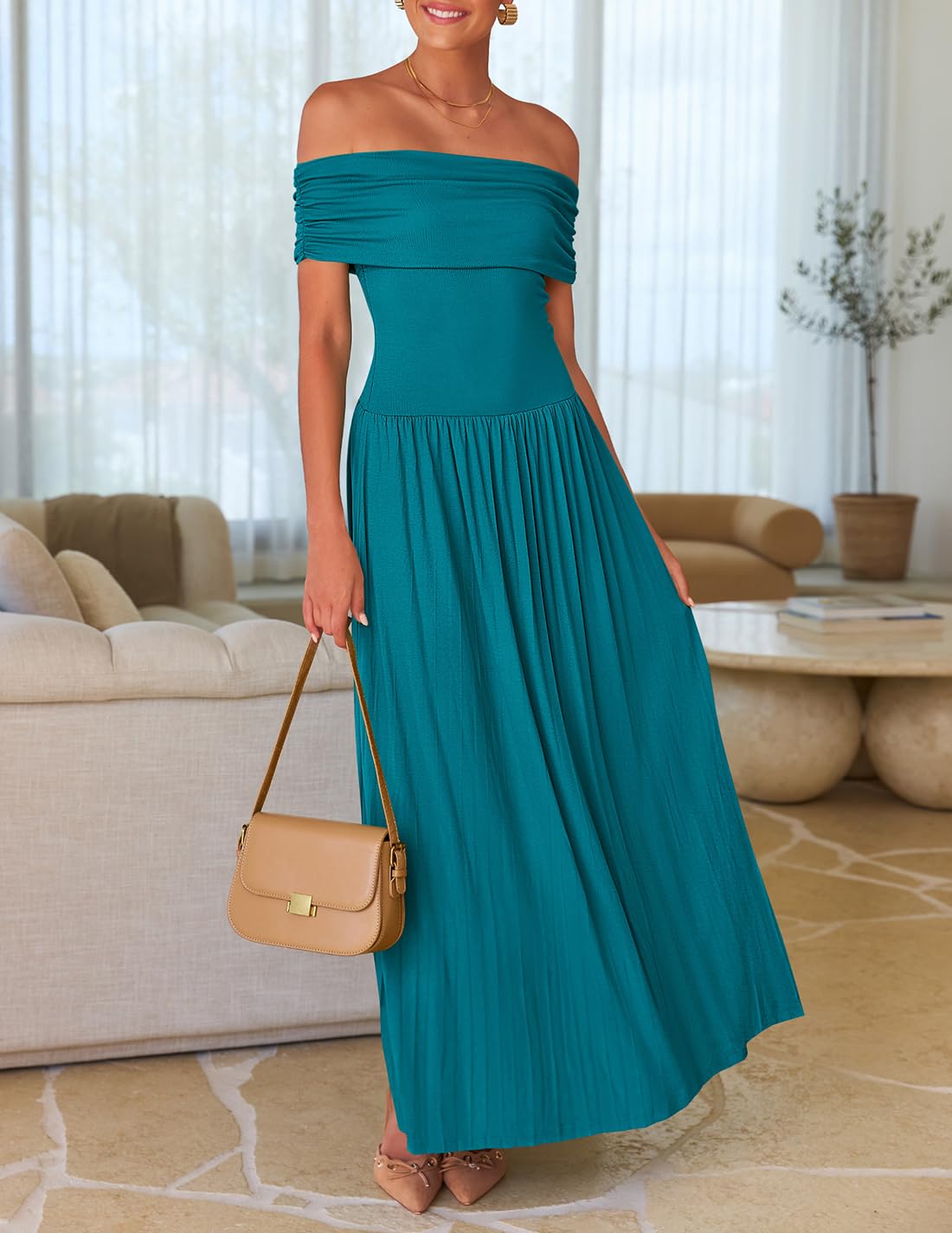 Foto 4 pulgar | Vestido Largo Zesica 2025 Sin Mangas De Verano Con Hombros Descubiertos Para Mujer - Venta Internacional.