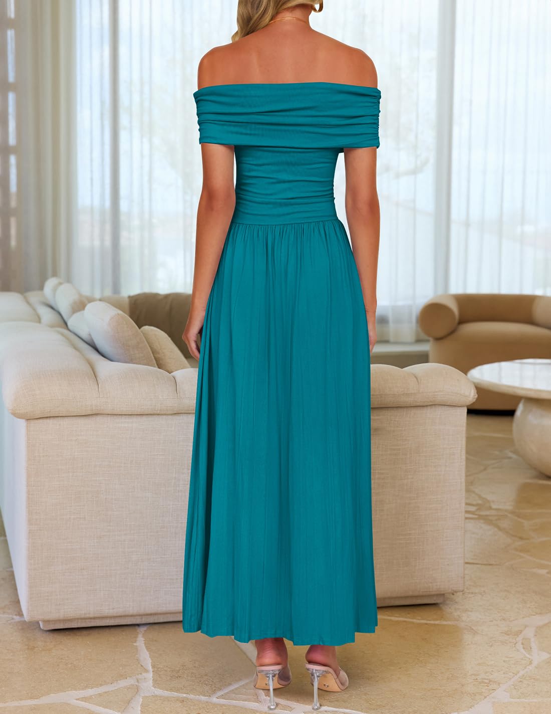 Foto 7 pulgar | Vestido Largo Zesica 2025 Sin Mangas De Verano Con Hombros Descubiertos Para Mujer - Venta Internacional.