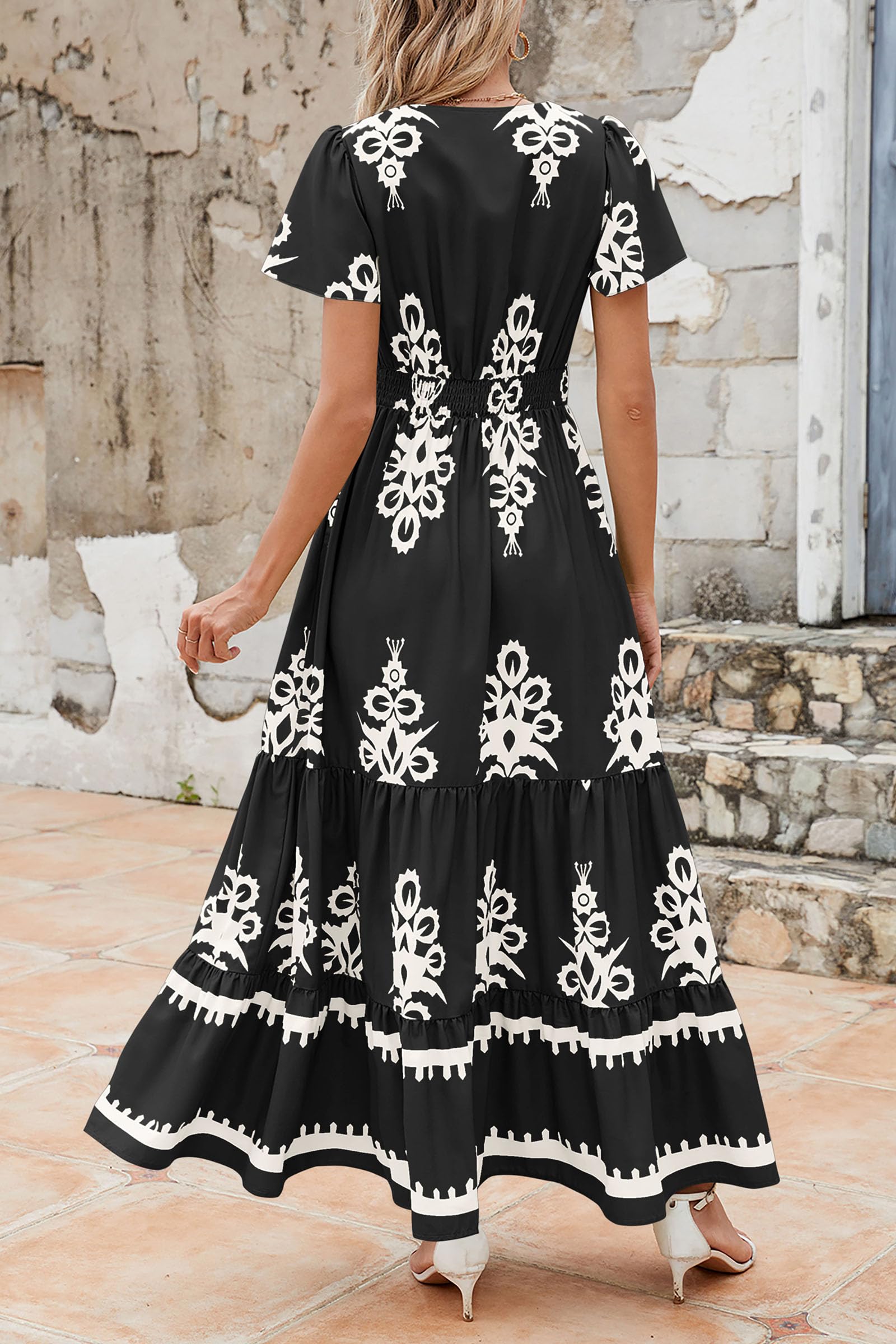 Foto 2 | Vestido Largo Prettygarden Para Mujer, Verano 2025, Cuello En V, Estampado Floral - Venta Internacional.