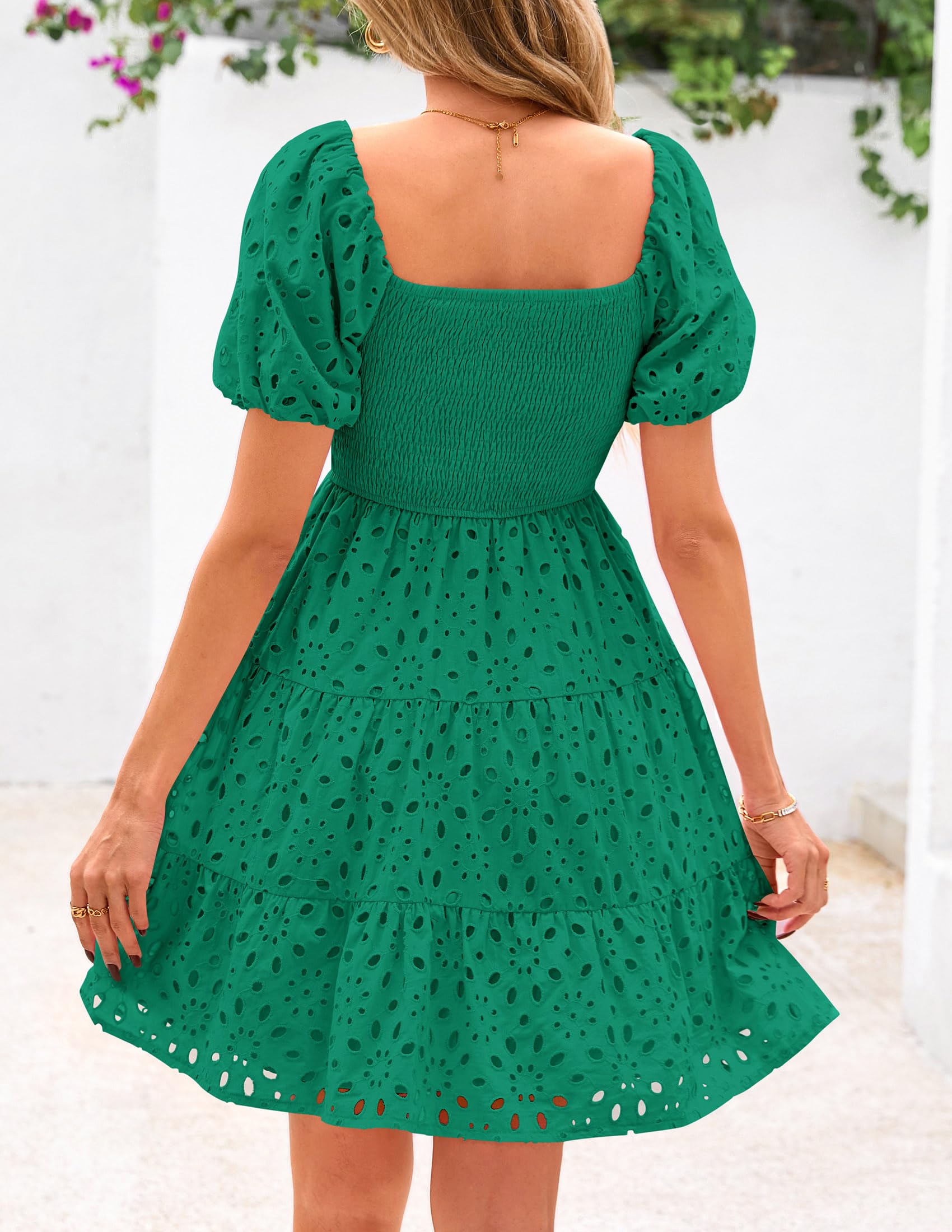 Foto 3 pulgar | Vestido Prettygarden De Algodón Verde Con Hombros Descubiertos Para Mujer - Venta Internacional.