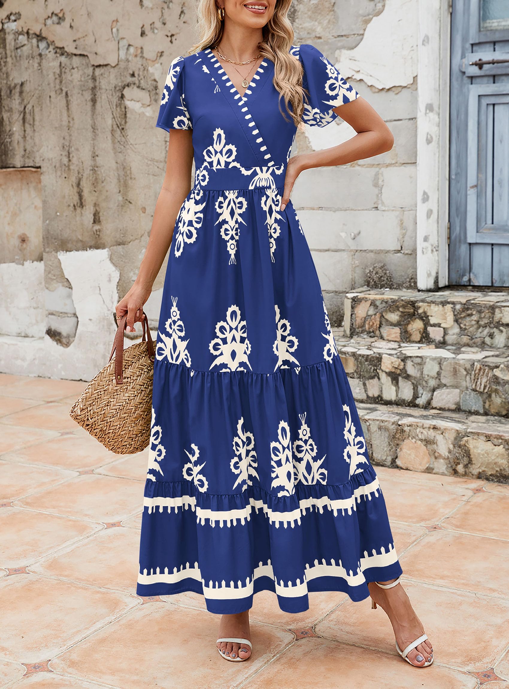 Foto 5 | Vestido Largo Prettygarden Para Mujer, Verano 2025, Con Cuello En V, Estampado Floral - Venta Internacional.