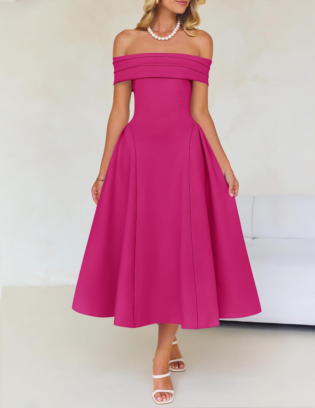 Foto 3 pulgar | Vestido De Cóctel Zesica Elegant Con Hombros Descubiertos A Line Rose Xl - Venta Internacional.