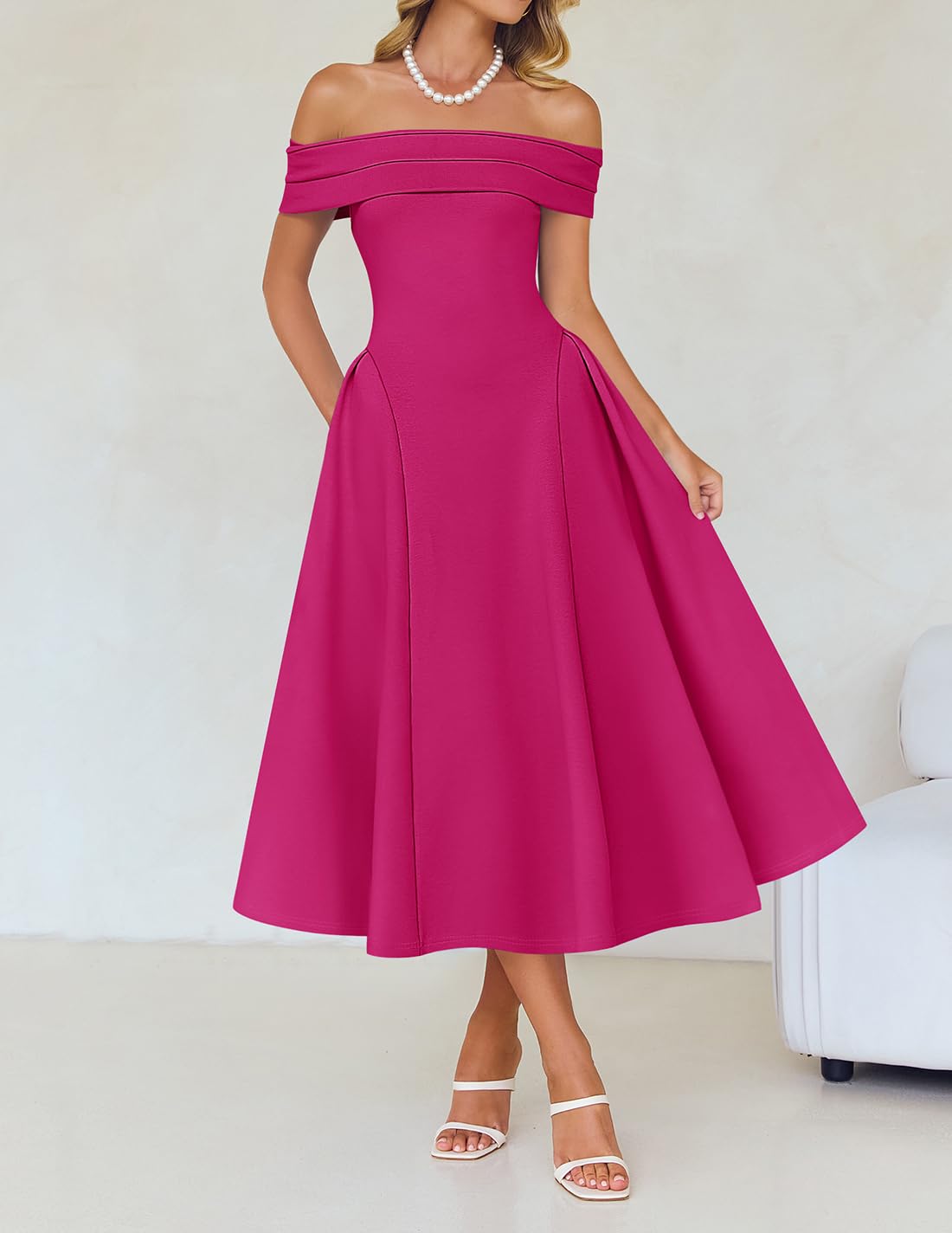 Foto 4 pulgar | Vestido De Cóctel Zesica Elegant Con Hombros Descubiertos A Line Rose Xl - Venta Internacional.