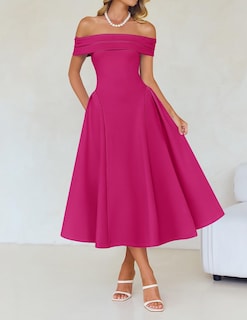 Foto 3 | Vestido De Cóctel Zesica Elegant Con Hombros Descubiertos A Line Rose Xl - Venta Internacional.