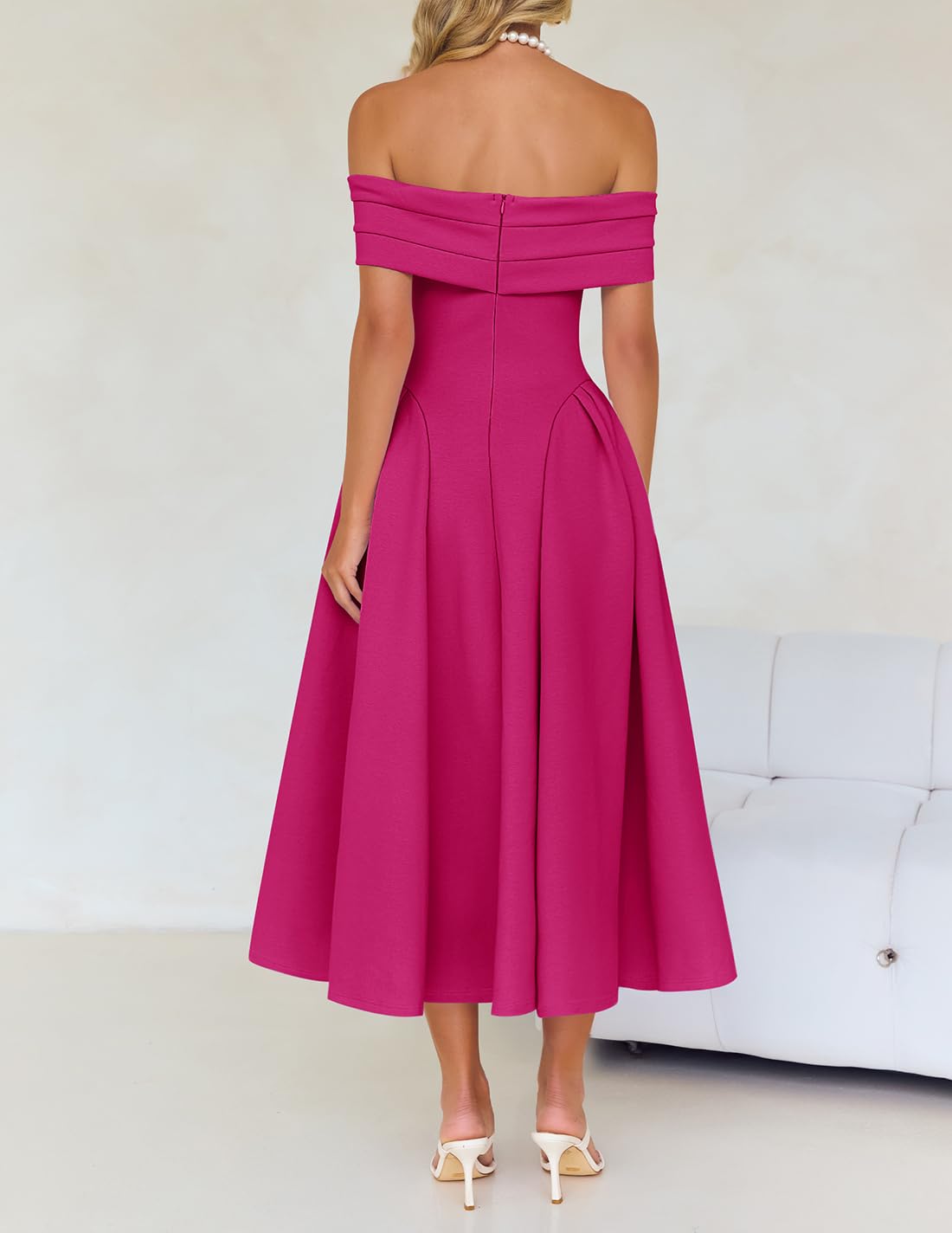 Foto 5 pulgar | Vestido De Cóctel Zesica Elegant Con Hombros Descubiertos A Line Rose Xl - Venta Internacional.