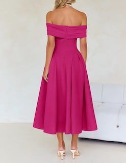 Foto 4 | Vestido De Cóctel Zesica Elegant Con Hombros Descubiertos A Line Rose Xl - Venta Internacional.