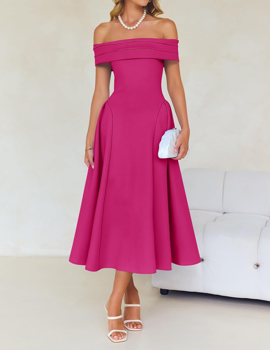 Foto 7 pulgar | Vestido De Cóctel Zesica Elegant Con Hombros Descubiertos A Line Rose Xl - Venta Internacional.