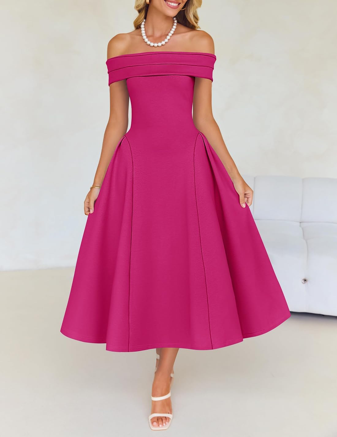 Foto 8 pulgar | Vestido De Cóctel Zesica Elegant Con Hombros Descubiertos A Line Rose Xl - Venta Internacional.