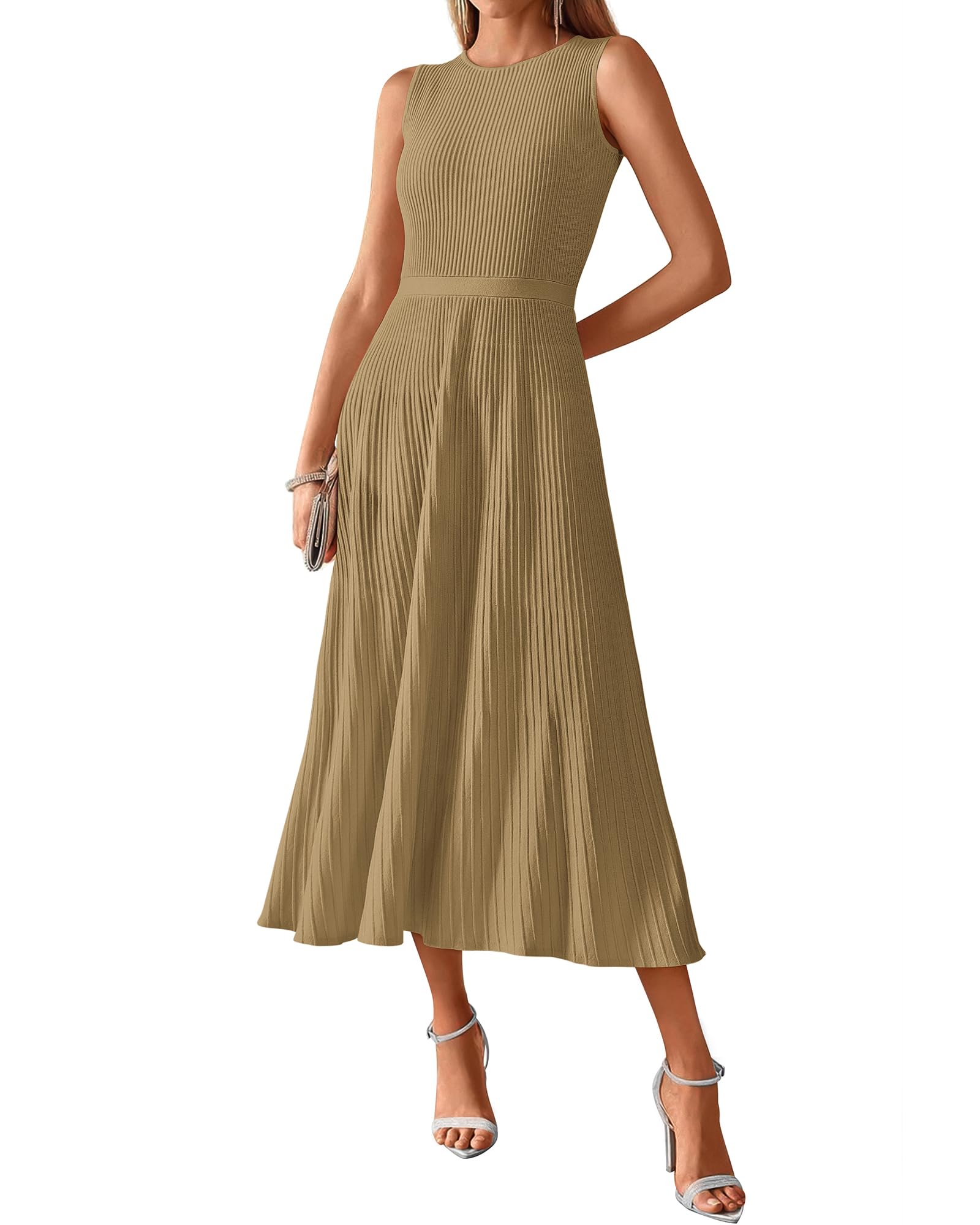 Vestido Sin Mangas Midi Bodycon Btfbm De Punto Acanalado De Verano Sin Mangas - Venta Internacional.