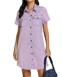 Vestido Luvamia De Manga Corta, Mezclilla, Lavanda, Verano Para Mujer - Venta Internacional.