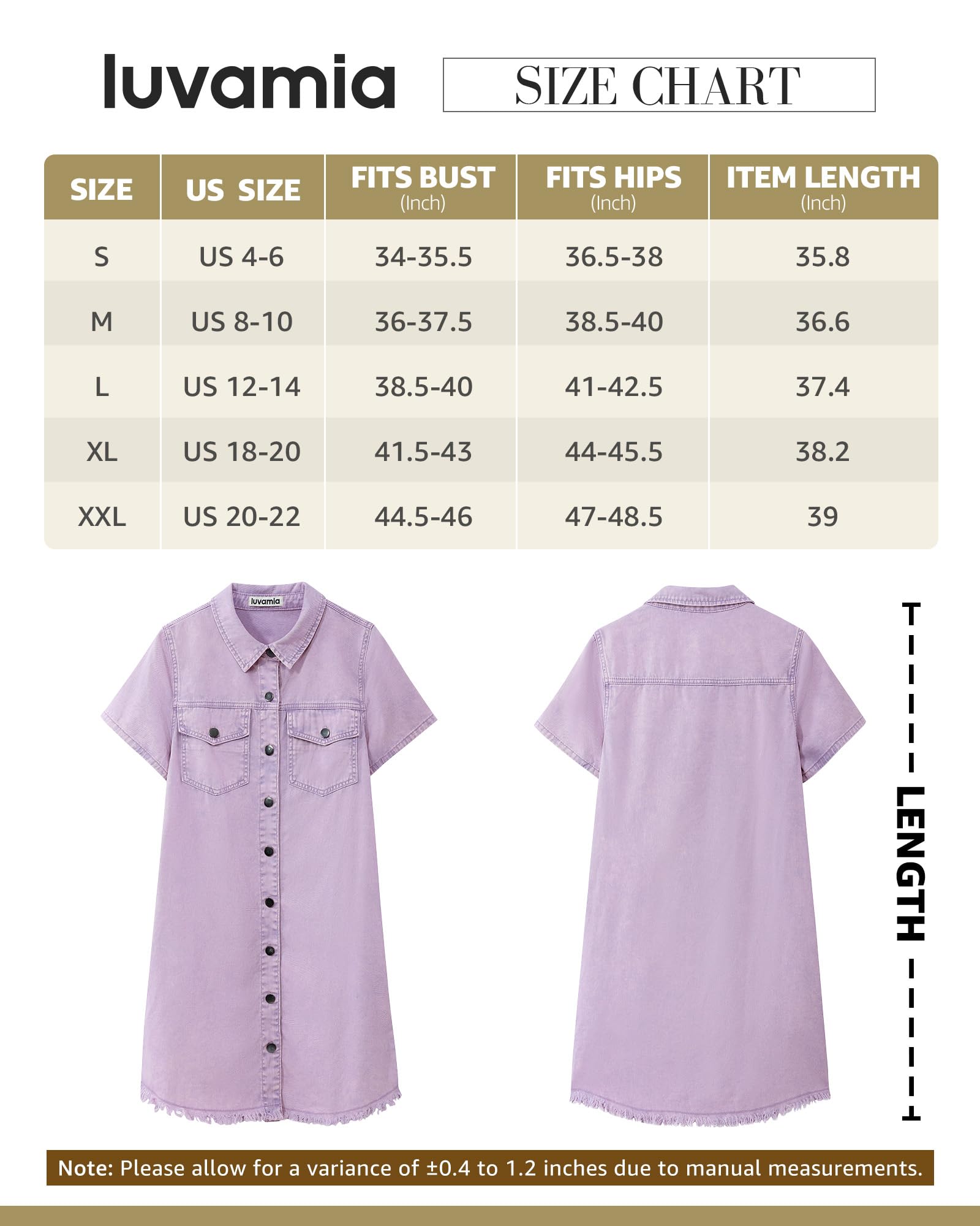 Foto 6 pulgar | Vestido Luvamia De Manga Corta, Mezclilla, Lavanda, Verano Para Mujer - Venta Internacional.