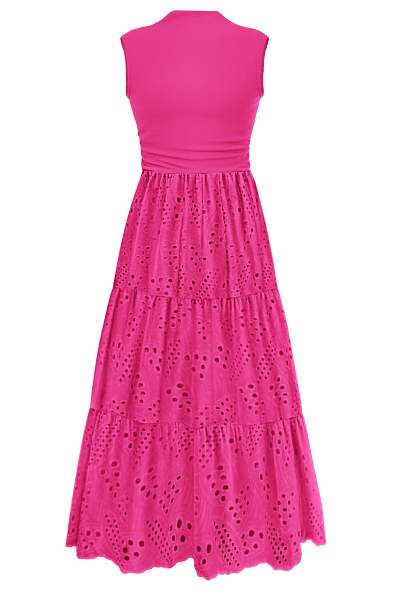 Foto 2 pulgar | Vestido De Verano Prettygarden 2025, Camiseta Sin Mangas Con Ojales, Maxi Con Bolsillos - Venta Internacional.