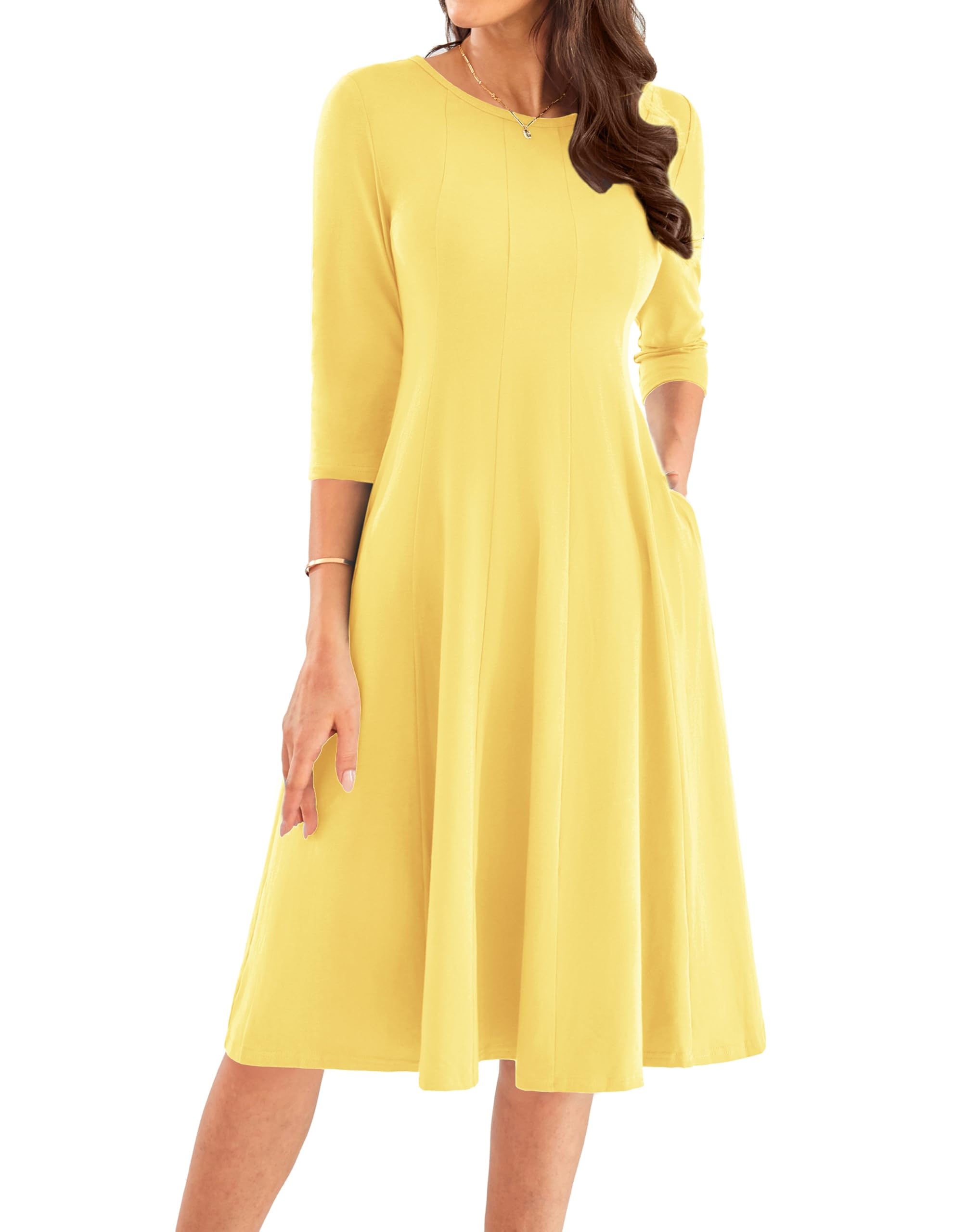 Foto 2 pulgar | Vestido Grace Karin Summer A Line Con Cuello Redondo Y Manga 3/4 Para Mujer - Venta Internacional.