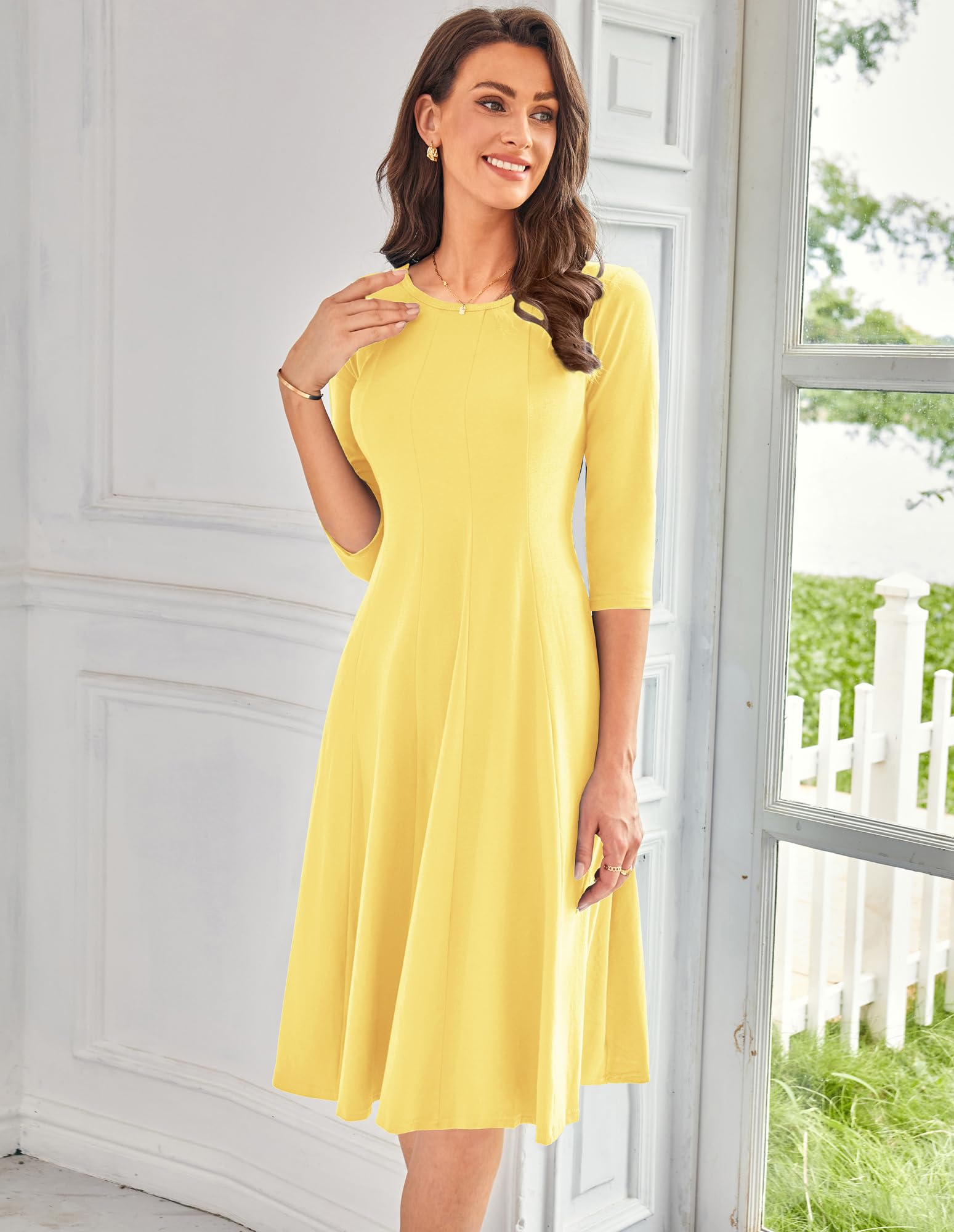 Foto 2 | Vestido Grace Karin Summer A Line Con Cuello Redondo Y Manga 3/4 Para Mujer - Venta Internacional.