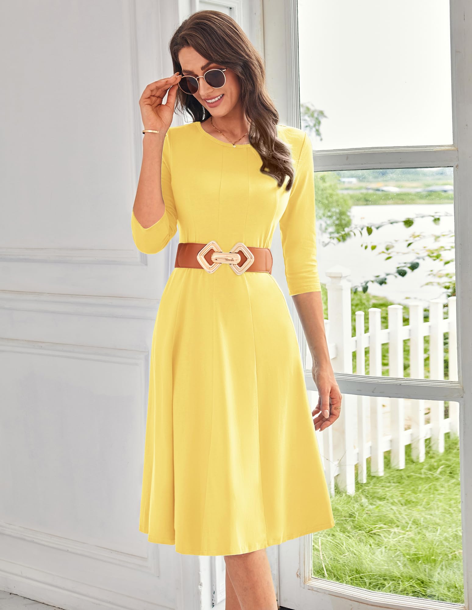 Foto 4 pulgar | Vestido Grace Karin Summer A Line Con Cuello Redondo Y Manga 3/4 Para Mujer - Venta Internacional.