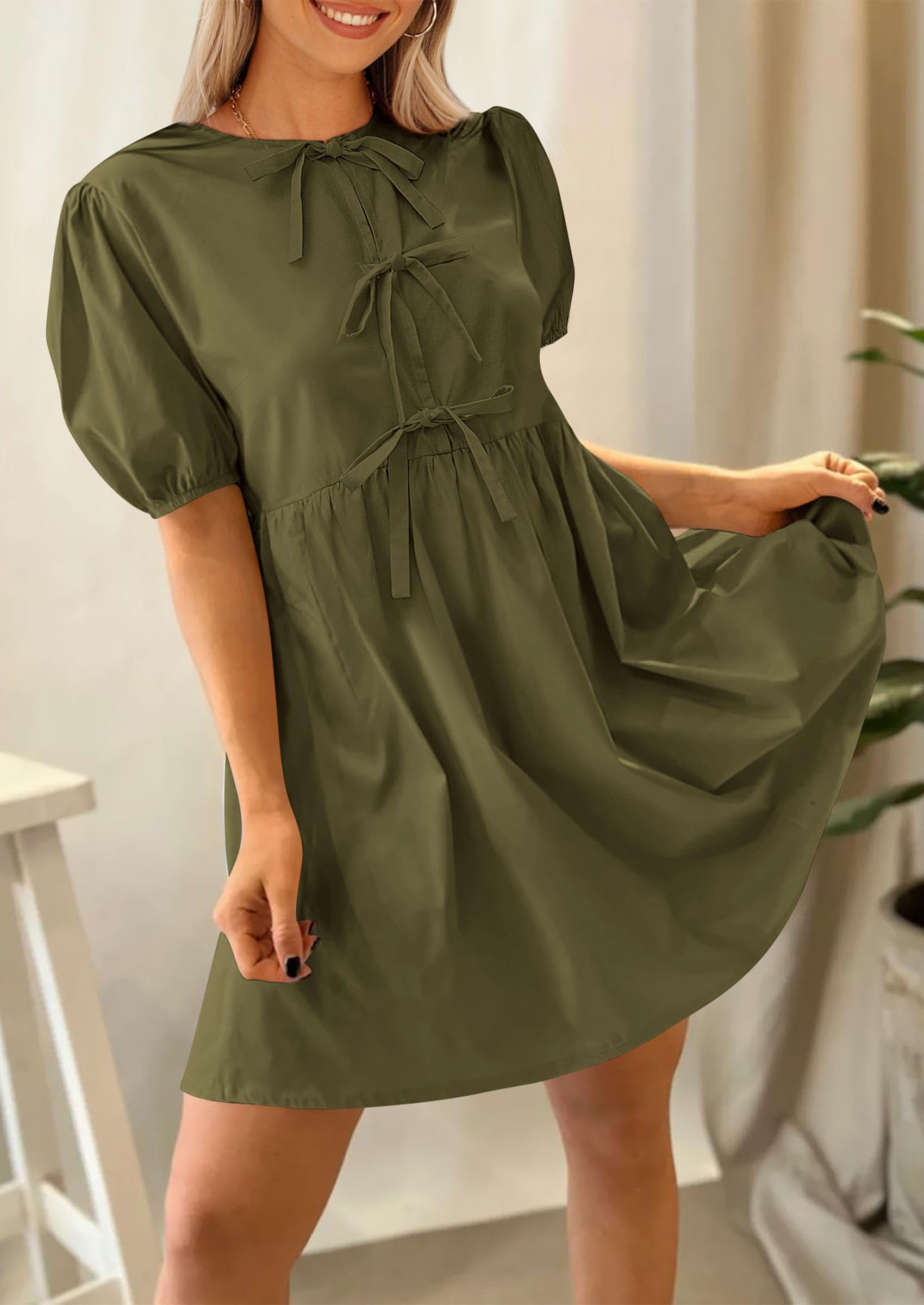 Foto 3 | Vestido Prettygarden Para Mujer, Verano 2025, Manga Corta, Línea A - Venta Internacional.
