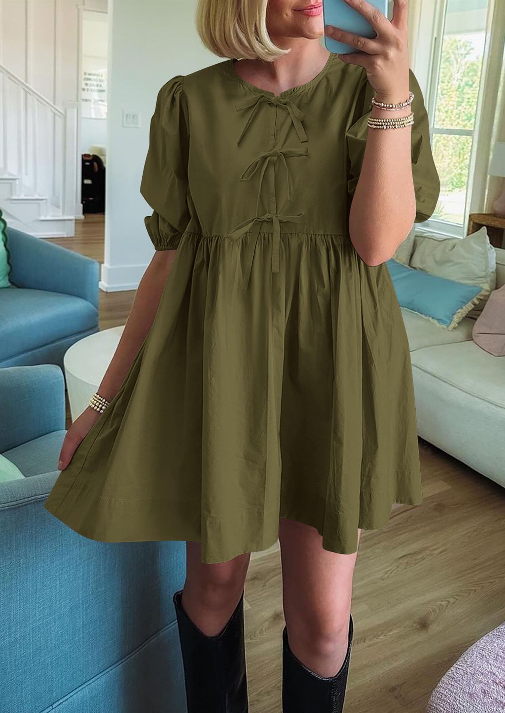 Foto 4 | Vestido Prettygarden Para Mujer, Verano 2025, Manga Corta, Línea A - Venta Internacional.