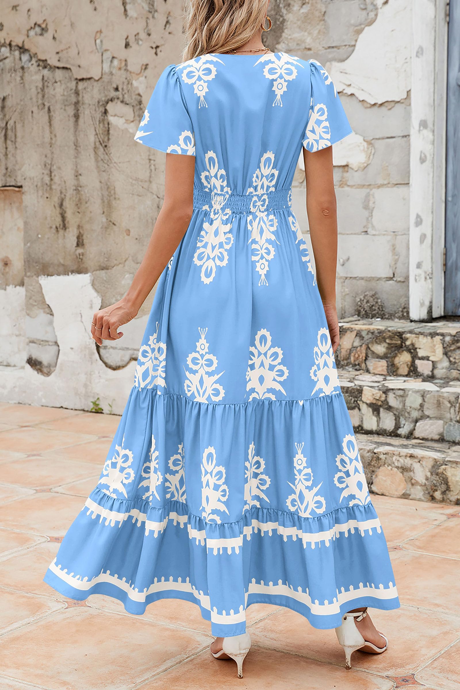Foto 2 | Vestido Largo Prettygarden Para Mujer, Verano 2025, Cuello En V, Estampado Floral - Venta Internacional.