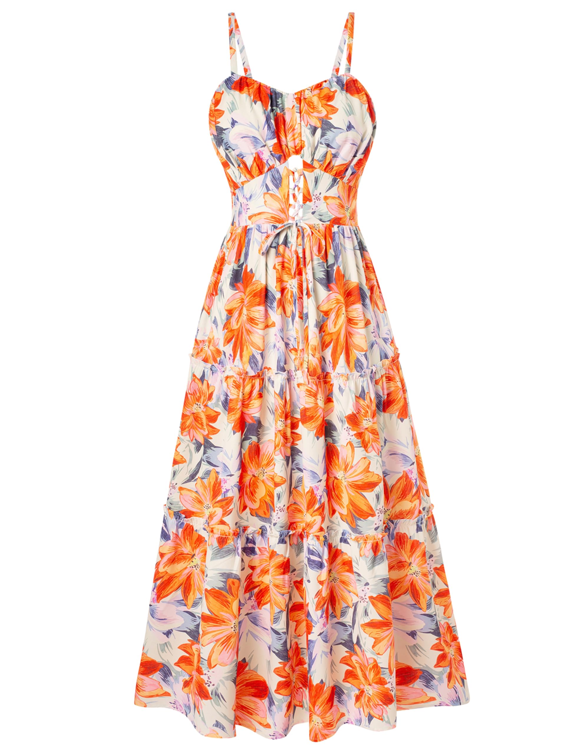 Vestido Largo Grace Karin 2025 Con Estampado Floral Fruncido Sin Mangas - Venta Internacional.