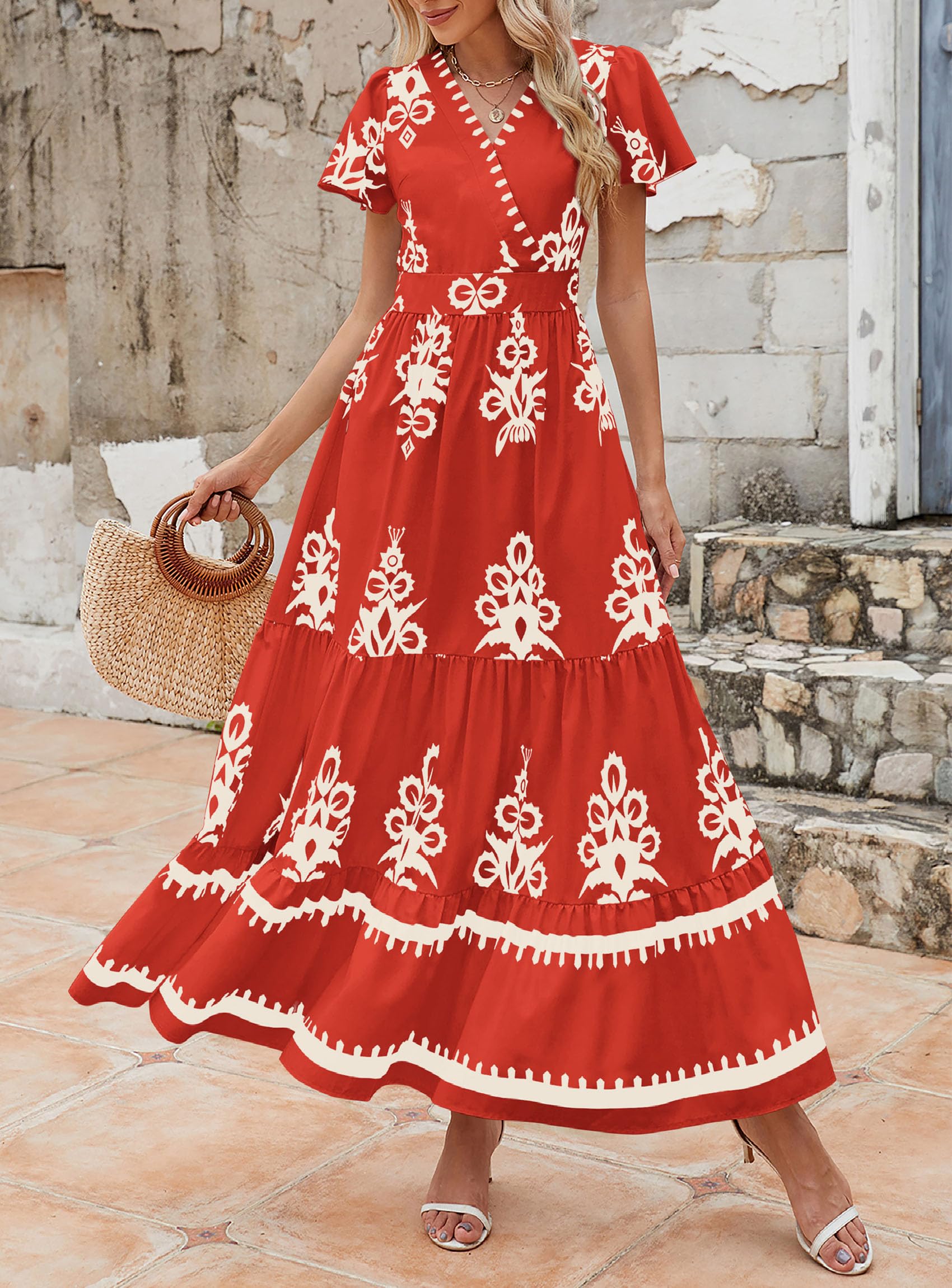 Foto 6 | Vestido Largo Prettygarden Para Mujer, Verano 2025, Cuello En V, Estampado Floral - Venta Internacional.