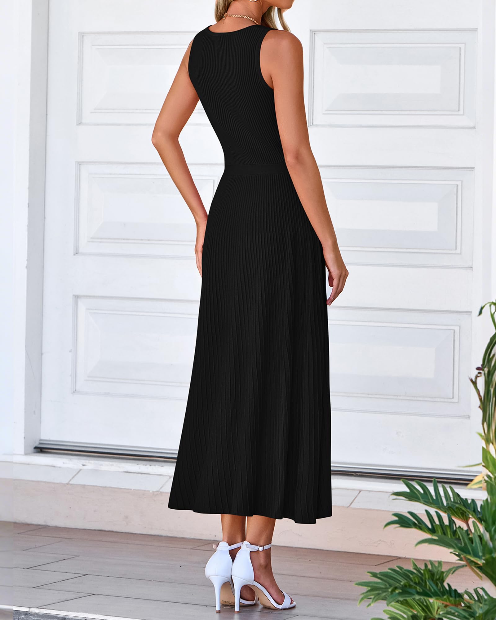 Foto 4 pulgar | Vestido Sin Mangas Midi Bodycon Btfbm De Punto Acanalado De Verano Sin Mangas - Venta Internacional.