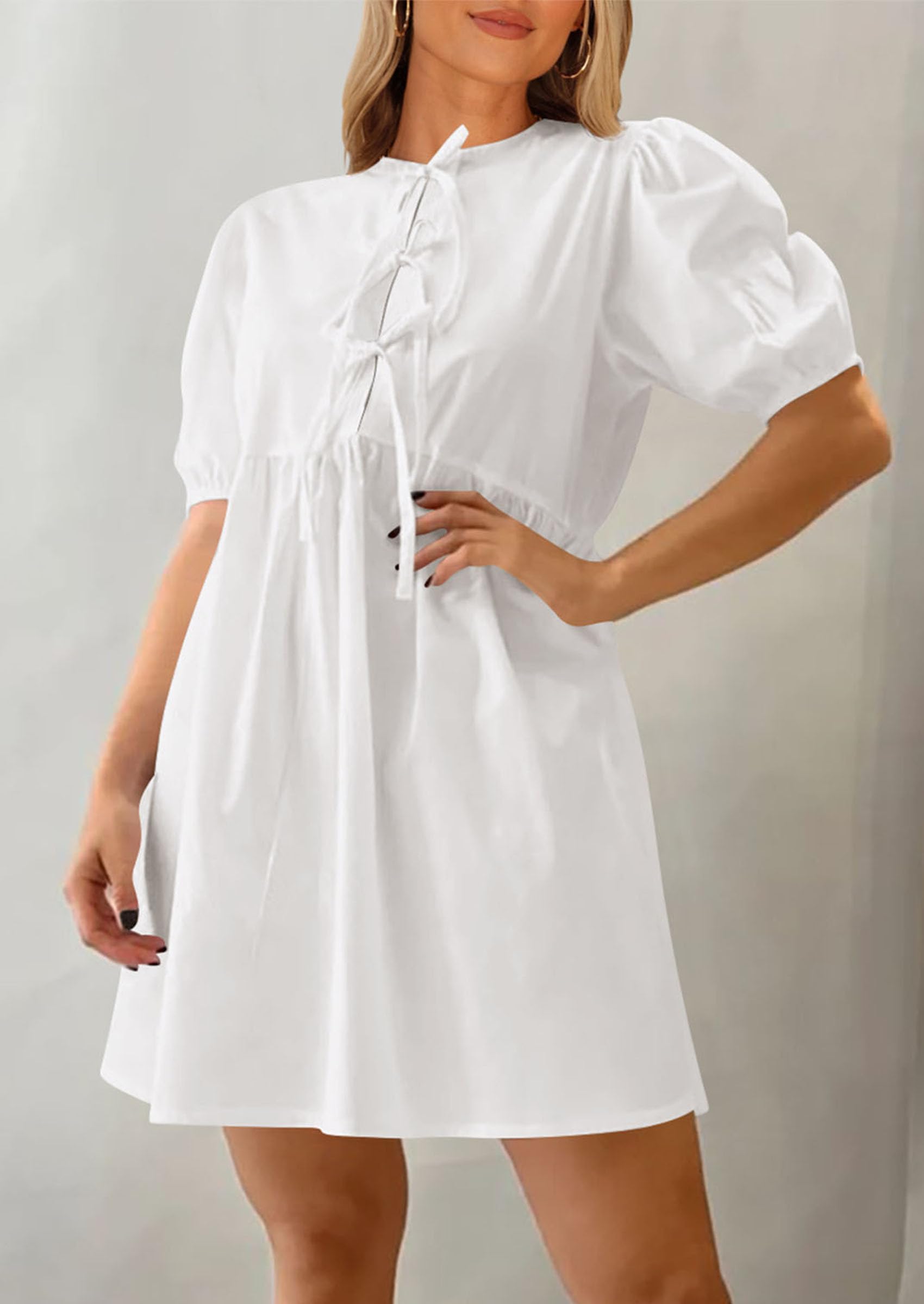 Foto 8 pulgar | Vestido Prettygarden Para Mujer, De Verano, Con Forma De A, Pajarita Blanca, Talla Xl - Venta Internacional.