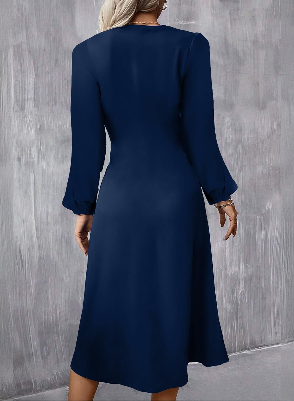 Foto 4 pulgar | Vestido Midi Happy Sailed Date Night De Manga Larga Azul Marino - Venta Internacional.