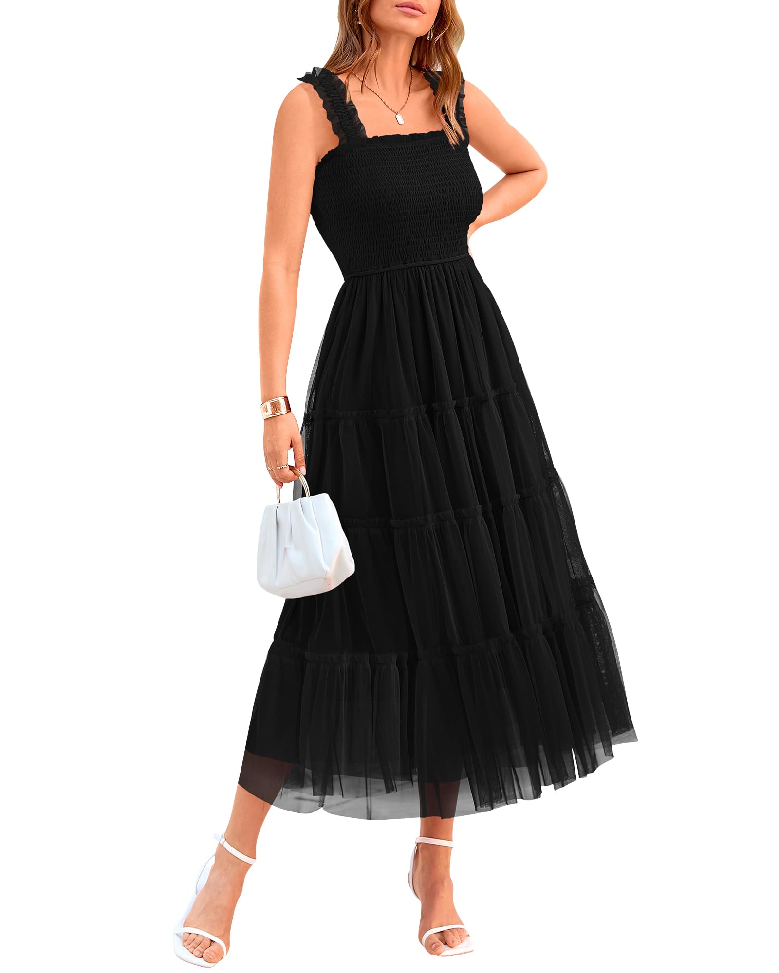 Foto 2 pulgar | Vestido Btfbm Para Mujer De Verano 2025, Sin Mangas, Cuello Cuadrado, Negro - Venta Internacional.