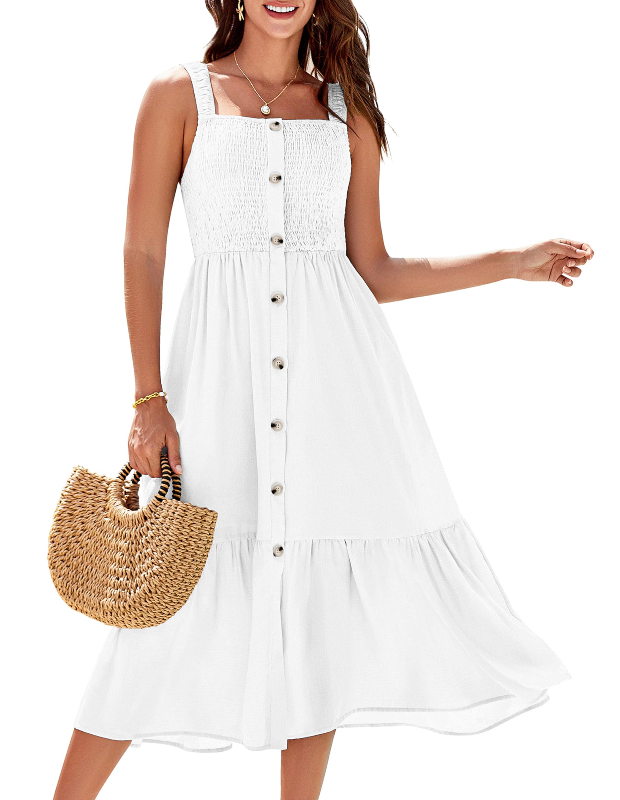 Foto 2 pulgar | Vestido Grace Karin Summer 2025, Midi, Tirantes Finos, Blanco - Venta Internacional.