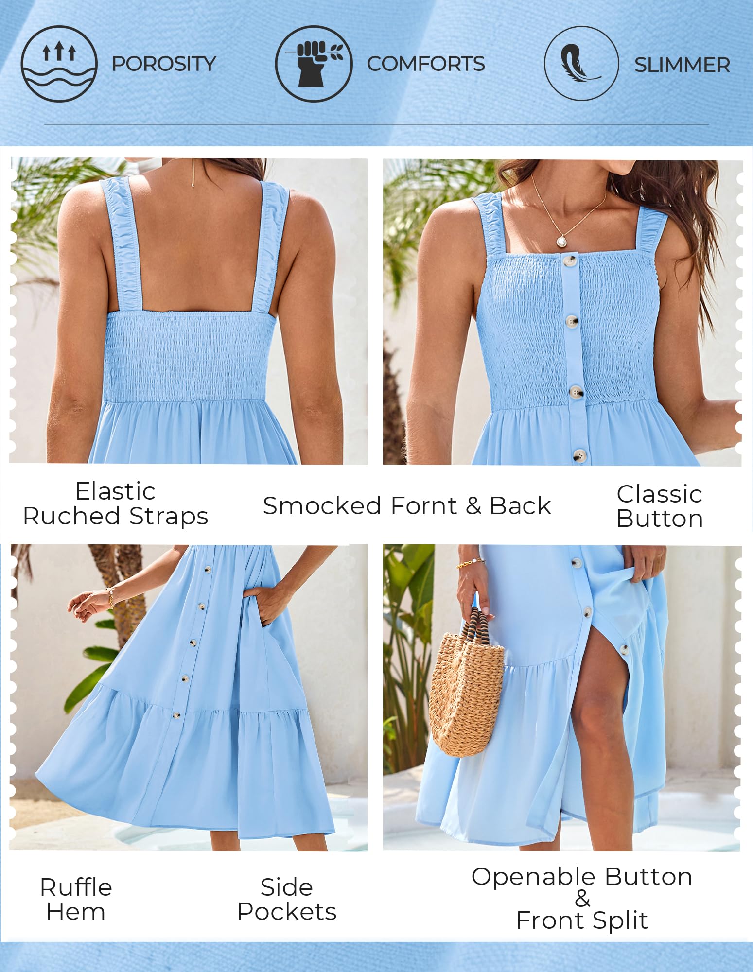Foto 4 | Vestido Grace Karin Summer 2025, Midi, Tirantes Finos, Blanco - Venta Internacional.