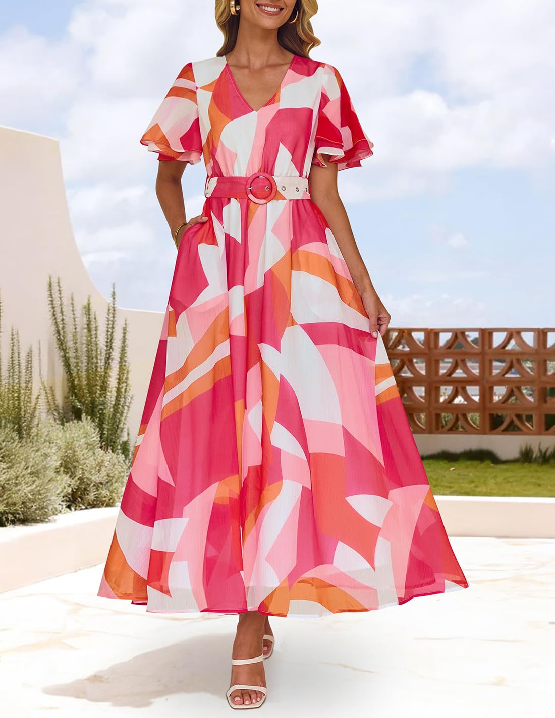 Foto 3 pulgar | Vestido Largo Zesica 2025 Con Estampado Floral Casual De Verano Para Mujer - Venta Internacional.