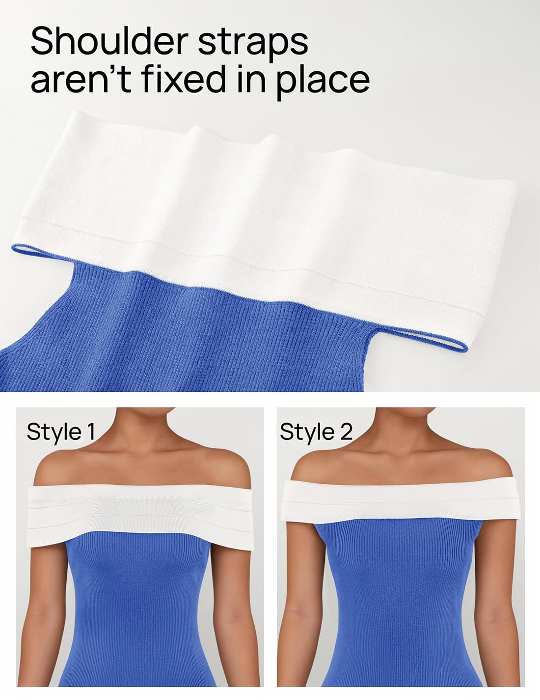 Foto 6 | Vestido Largo Zesica 2025 Para Verano Con Hombros Descubiertos, Color Azul Bloque - Venta Internacional.