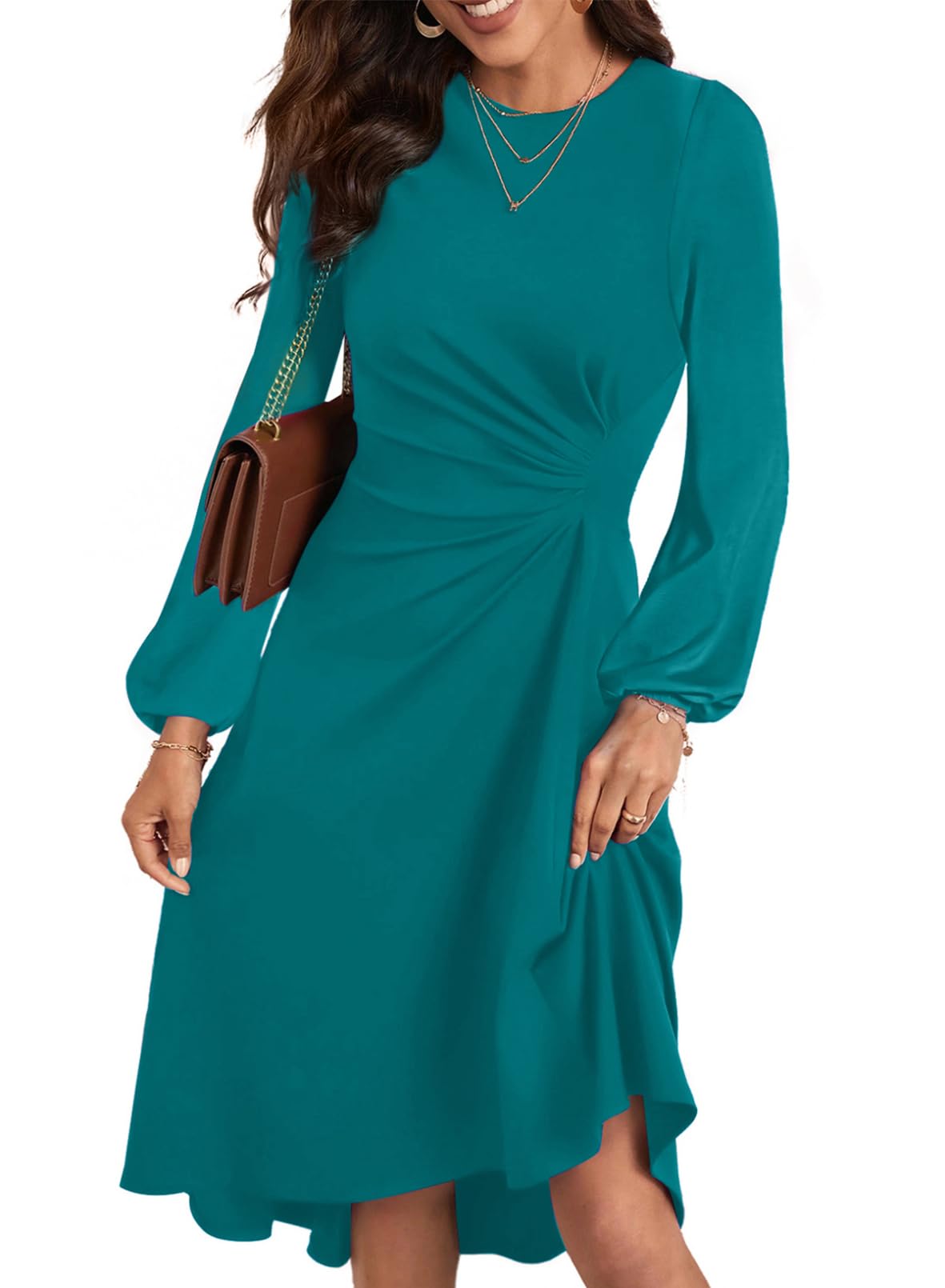 Foto 2 pulgar | Vestido Midi Happy Sailed Date Night De Manga Larga Para Mujer - Venta Internacional.
