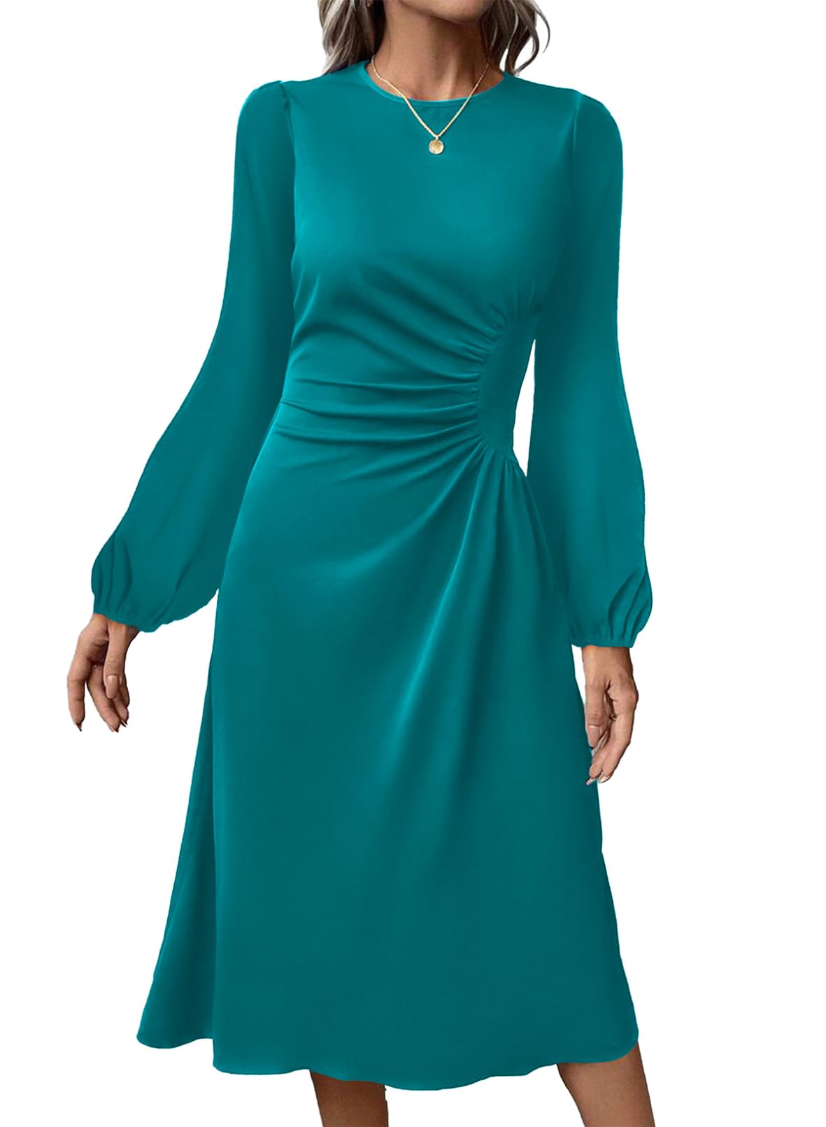 Foto 3 pulgar | Vestido Midi Happy Sailed Date Night De Manga Larga Para Mujer - Venta Internacional.