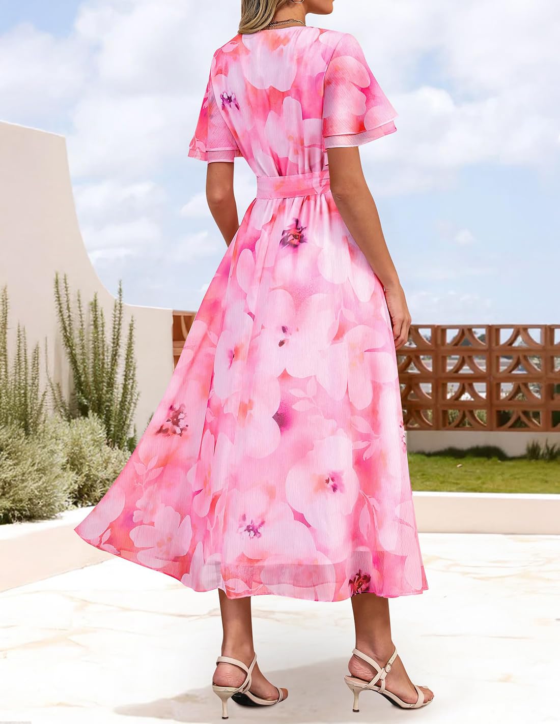 Foto 5 pulgar | Vestido Largo Zesica 2025, Casual De Verano, Estampado Floral, Rosa - Venta Internacional.