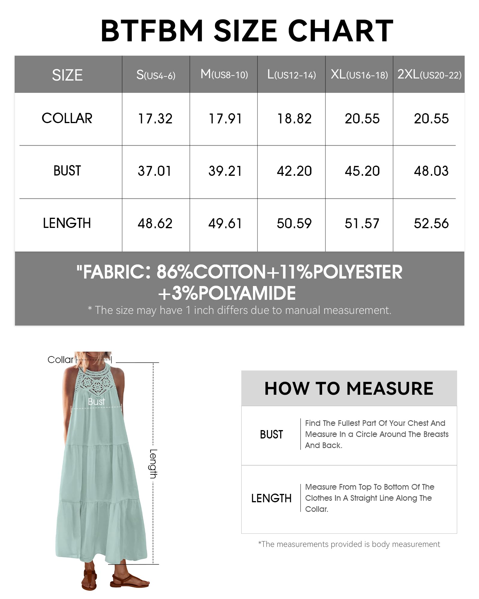 Foto 7 pulgar | Vestido Largo Halter De Verano Btfbm Para Mujer, Mezcla De Algodón - Venta Internacional.