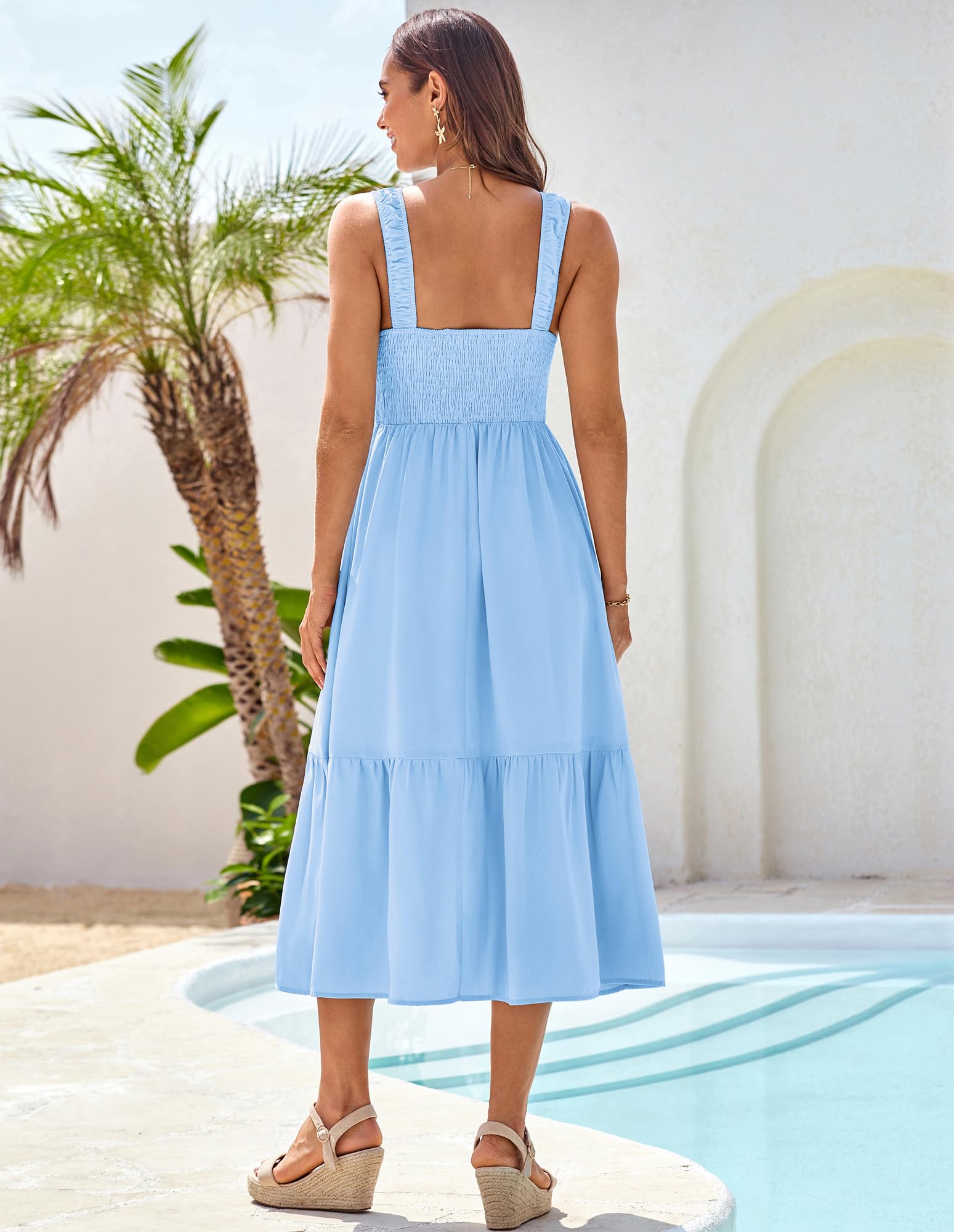 Foto 7 pulgar | Vestido Grace Karin Summer 2025, Midi, Tirantes Finos, Azul - Venta Internacional.